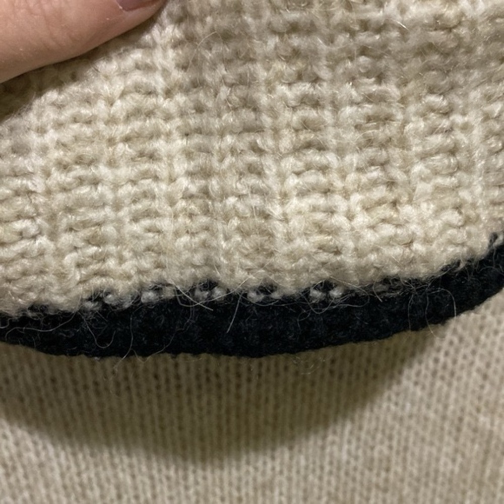 Zara Knit Oversized Womens Sweater with Bow Sleeves Cream Black Size Small Fall - Picture 3 of 7
